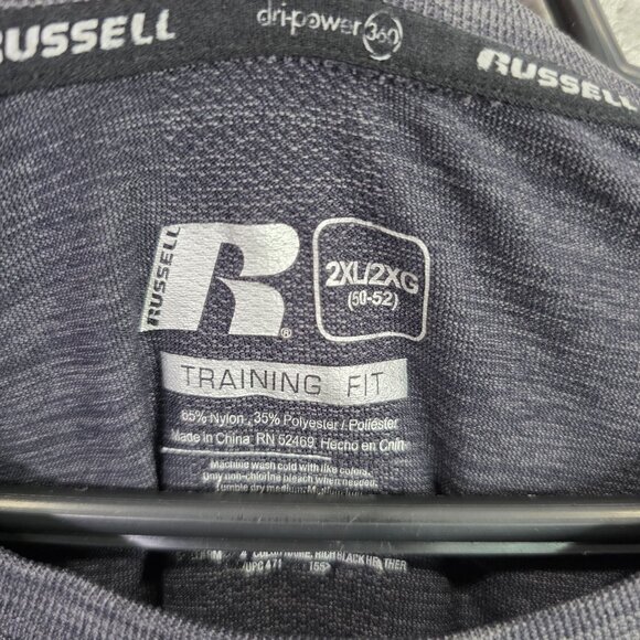Mens Russell Training Fit Heathered Gray T Shirt Short Sleeve Nylon Blend 2XL - Picture 2 of 6